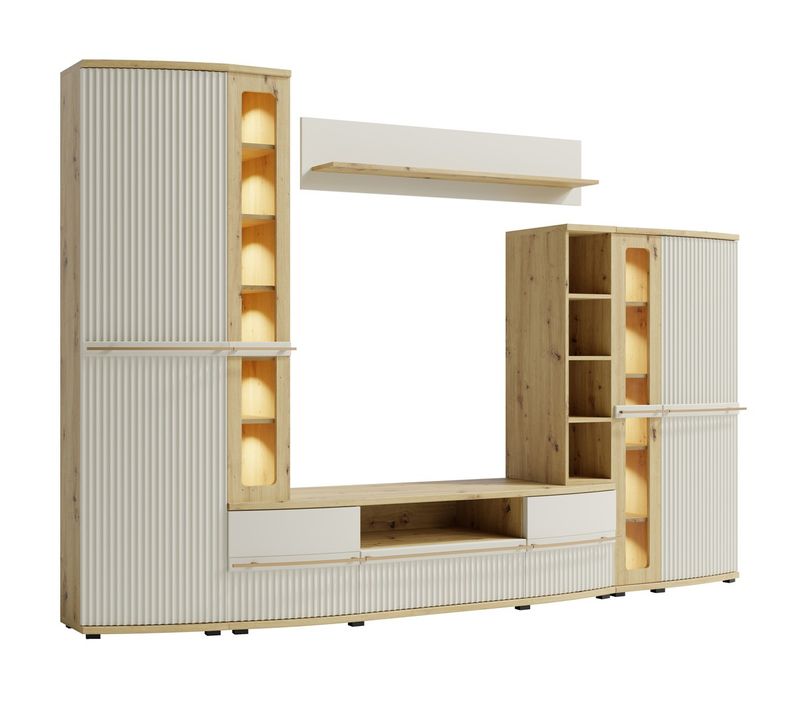 Ensemble De Meubles De Salon Vitrine Armoire Bibliothèque Meuble TV Étagère Design Moderne Blanc