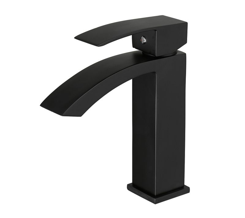 Robinet Mitigeur Bec Cascade Lerio Chrome Noir Pour Salle De Bain