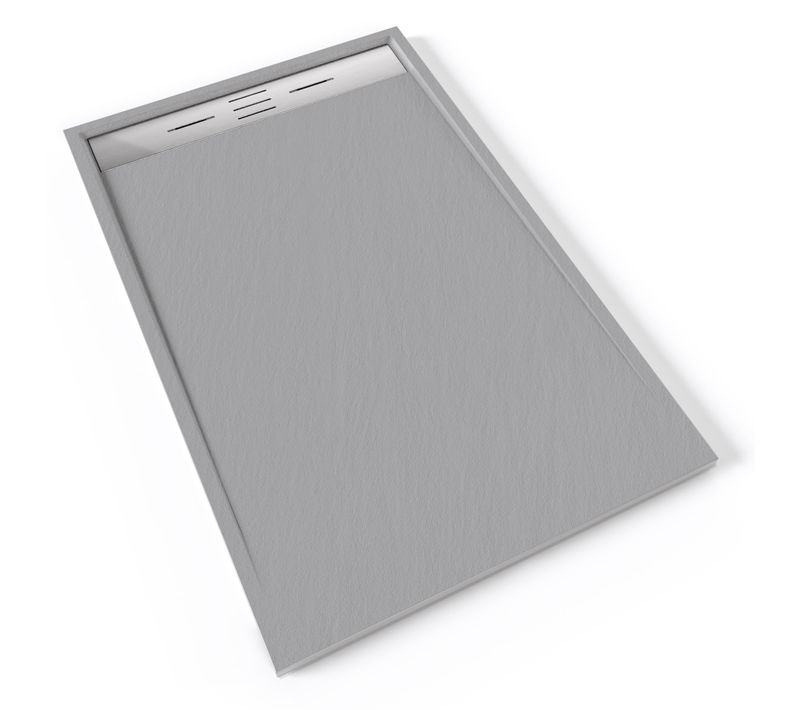 Receveur De Douche Hiemal Inox 90 X 140 Cm Résine Gris Aspect Ardoise + Bonde Inox Incluse