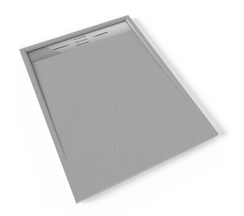 Receveur De Douche Hiemal Inox 90 X 120 Cm Résine Gris Aspect Ardoise + Bonde Inox Incluse