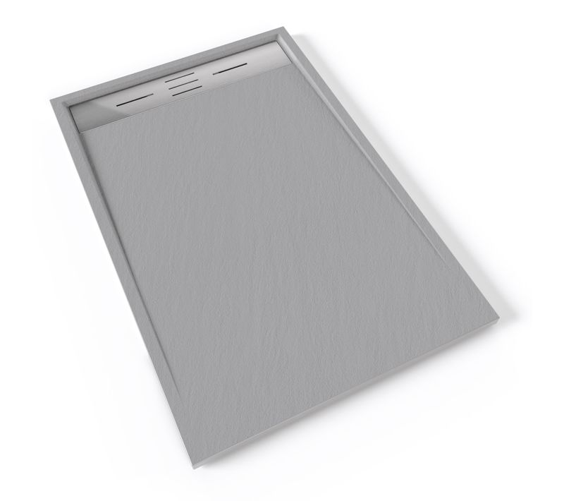 Receveur De Douche Hiemal Inox 80 X 120 Cm Résine Gris Aspect Ardoise + Bonde Inox Incluse