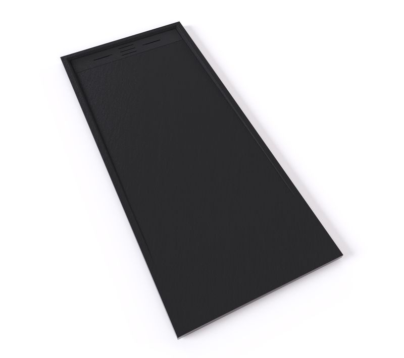 Receveur De Douche Hiemal 80 X 180 Cm Résine Noir Aspect Ardoise + Bonde Incluse