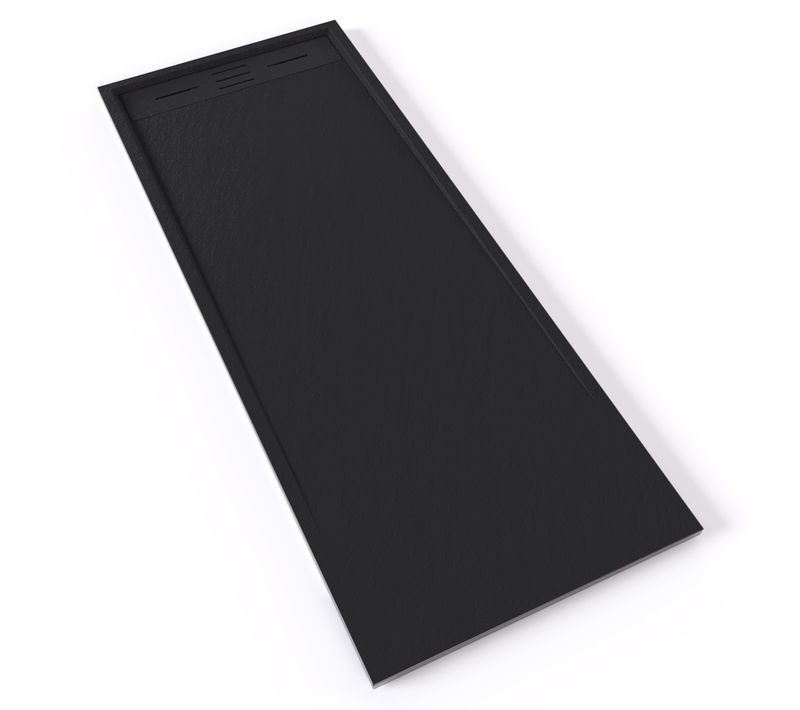 Receveur De Douche Hiemal 70 X 180 Cm Résine Noir Aspect Ardoise + Bonde Incluse