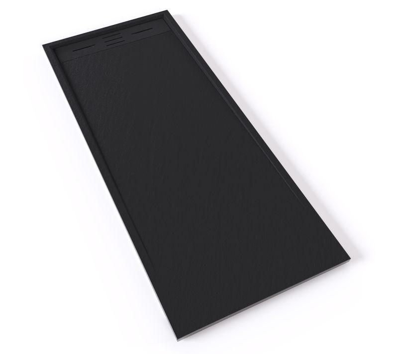 Receveur De Douche Hiemal 70 X 170 Cm Résine Noir Aspect Ardoise + Bonde Incluse