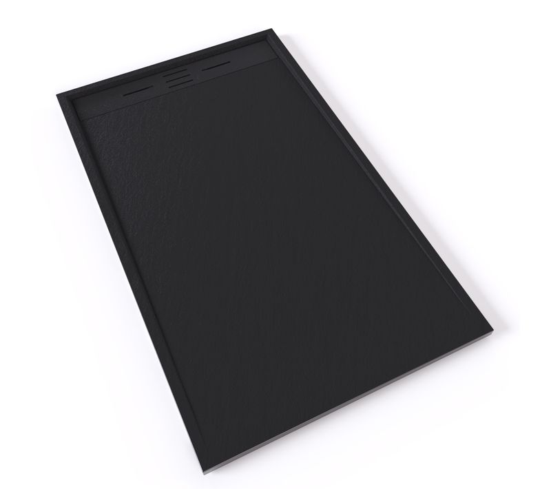 Receveur De Douche Hiemal 90 X 150 Cm Résine Noir Aspect Ardoise + Bonde Incluse