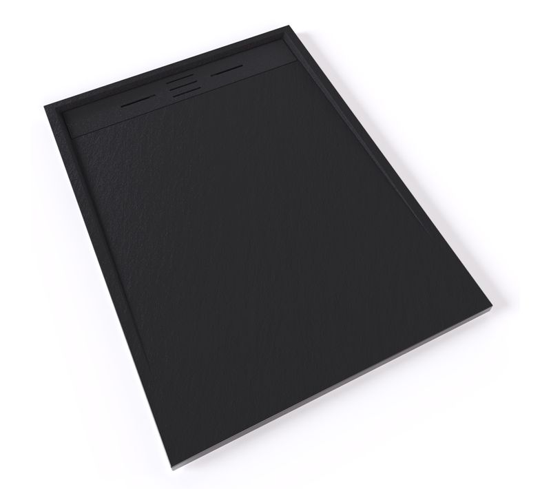 Receveur De Douche Hiemal 90 X 120 Cm Résine Noir Aspect Ardoise + Bonde Incluse