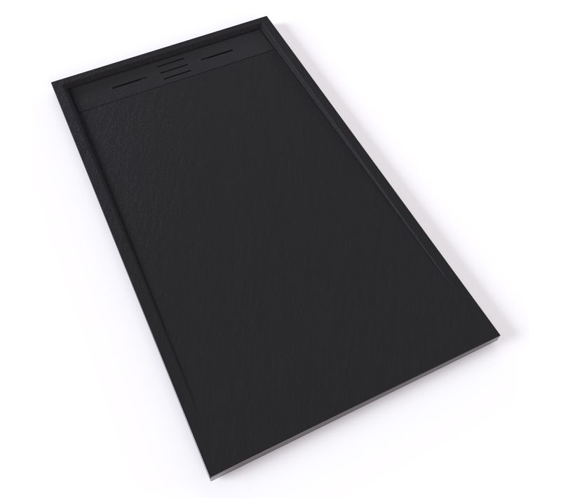 Receveur De Douche Hiemal 80 X 140 Cm Résine Noir Aspect Ardoise + Bonde Incluse