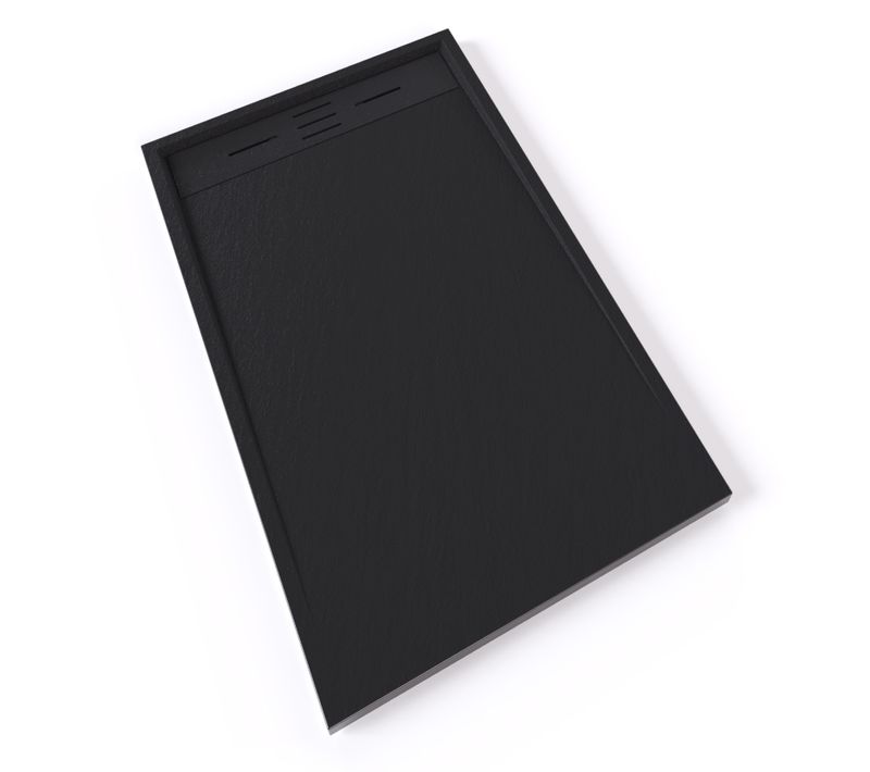 Receveur De Douche Hiemal 70 X 120 Cm Résine Noir Aspect Ardoise + Bonde Incluse