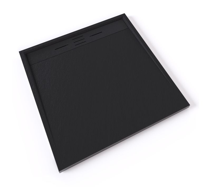 Receveur De Douche Hiemal 100 X 100 Cm Résine Noir Aspect Ardoise + Bonde Incluse