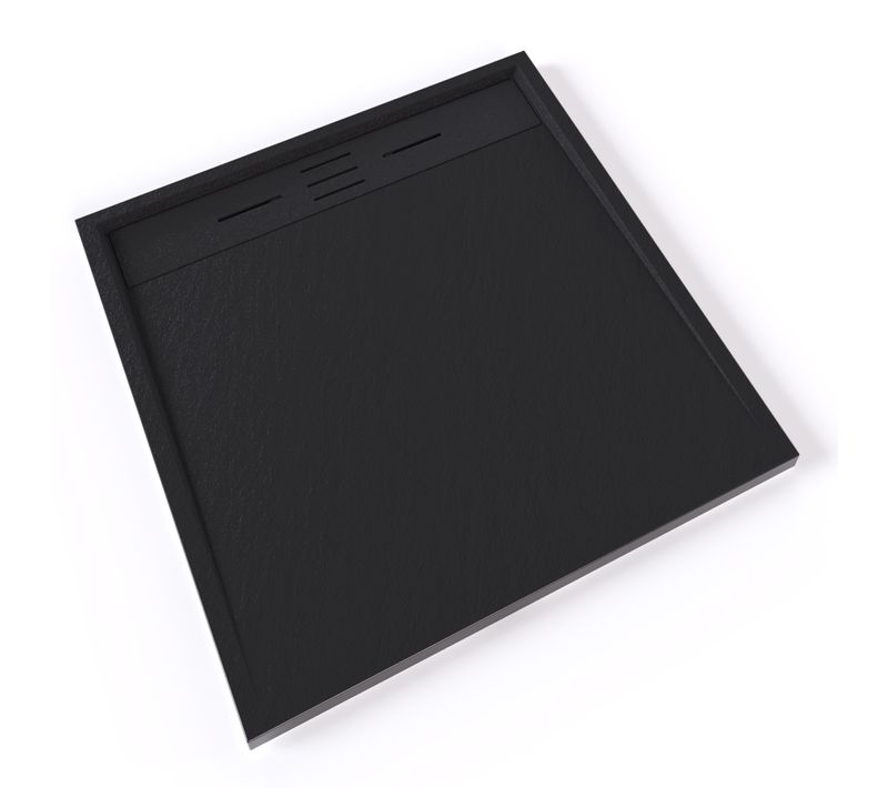 Receveur De Douche Hiemal 90 X 90 Cm Résine Noir Aspect Ardoise + Bonde Incluse