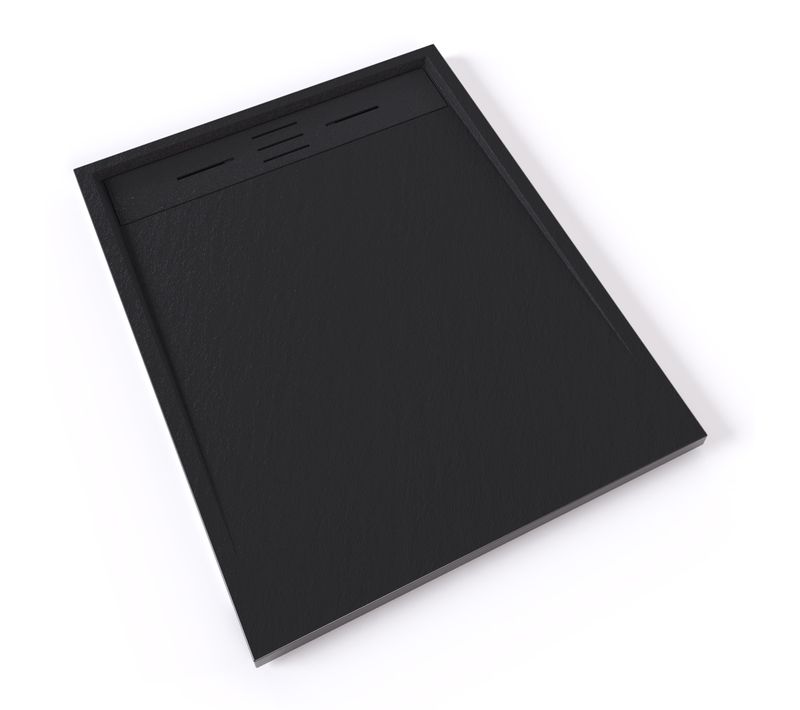 Receveur De Douche Hiemal 80 X 100 Cm Résine Noir Aspect Ardoise + Bonde Incluse