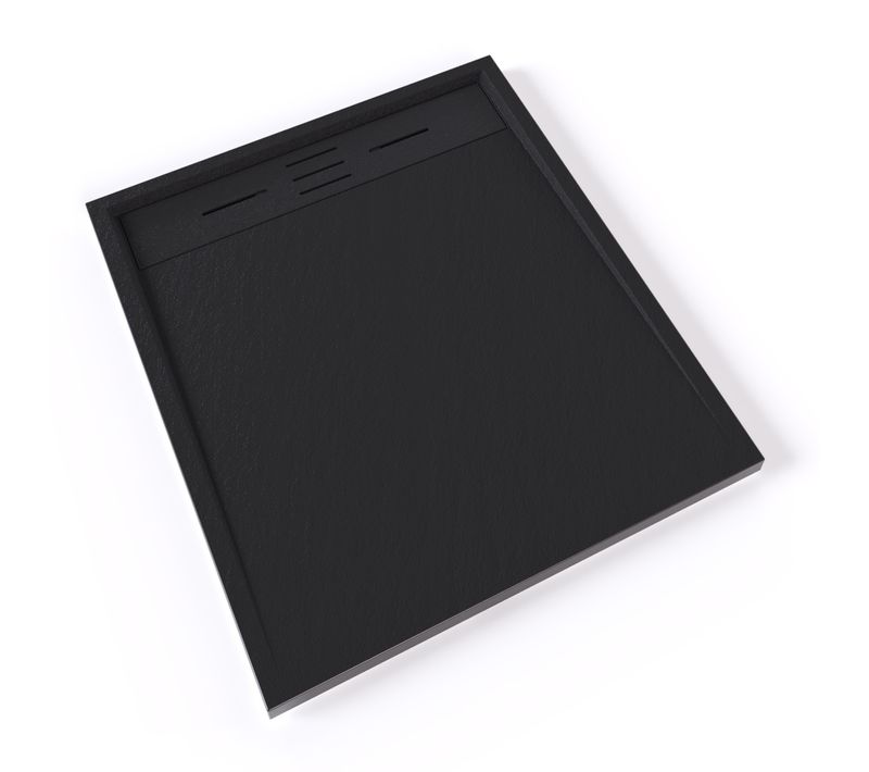 Receveur De Douche Hiemal 80 X 90 Cm Résine Noir Aspect Ardoise + Bonde Incluse