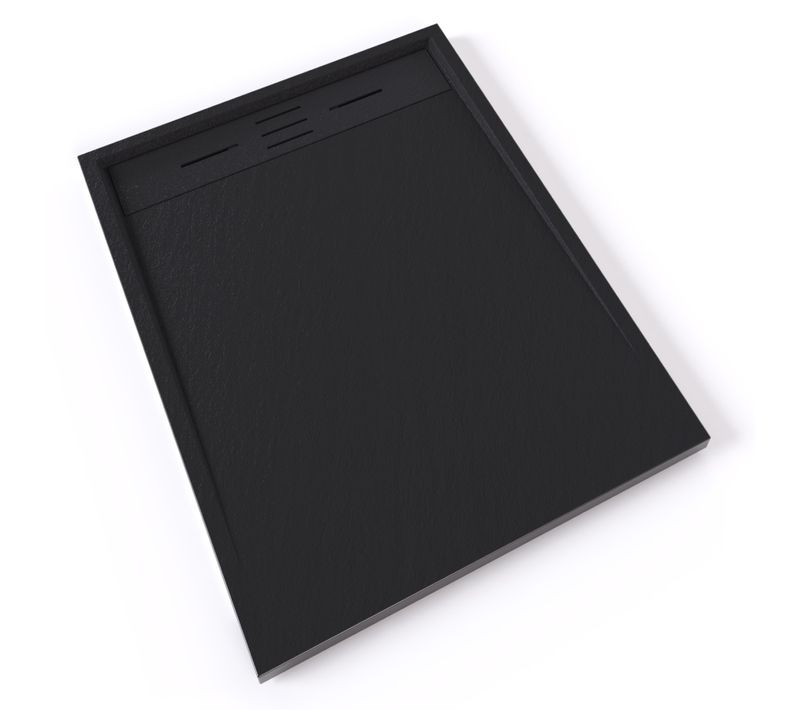 Receveur De Douche Hiemal 70 X 100 Cm Résine Noir Aspect Ardoise + Bonde Incluse
