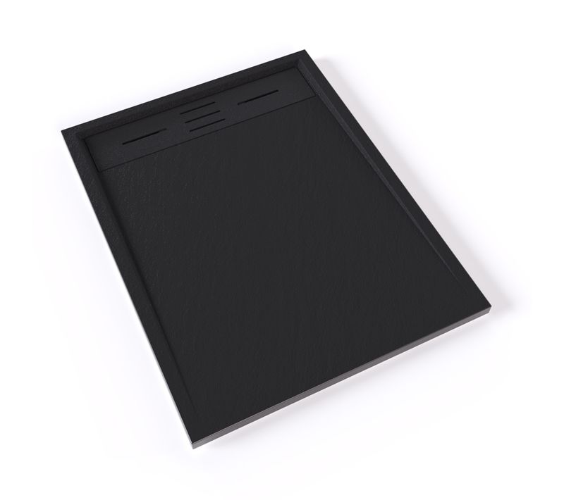 Receveur De Douche Hiemal 70 X 90 Cm Résine Noir Aspect Ardoise + Bonde Incluse