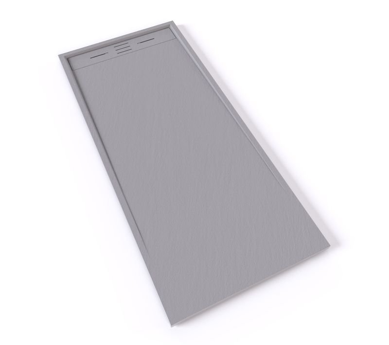 Receveur De Douche Hiemal 80 X 180 Cm Résine Gris Aspect Ardoise + Bonde Incluse