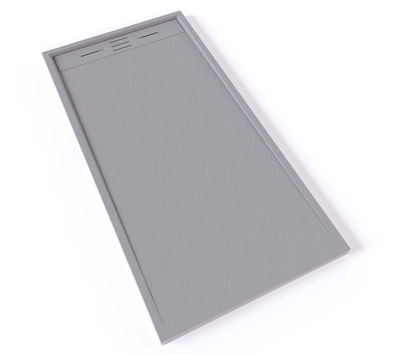 Receveur De Douche Hiemal 80 X 160 Cm Résine Gris Aspect Ardoise + Bonde Incluse