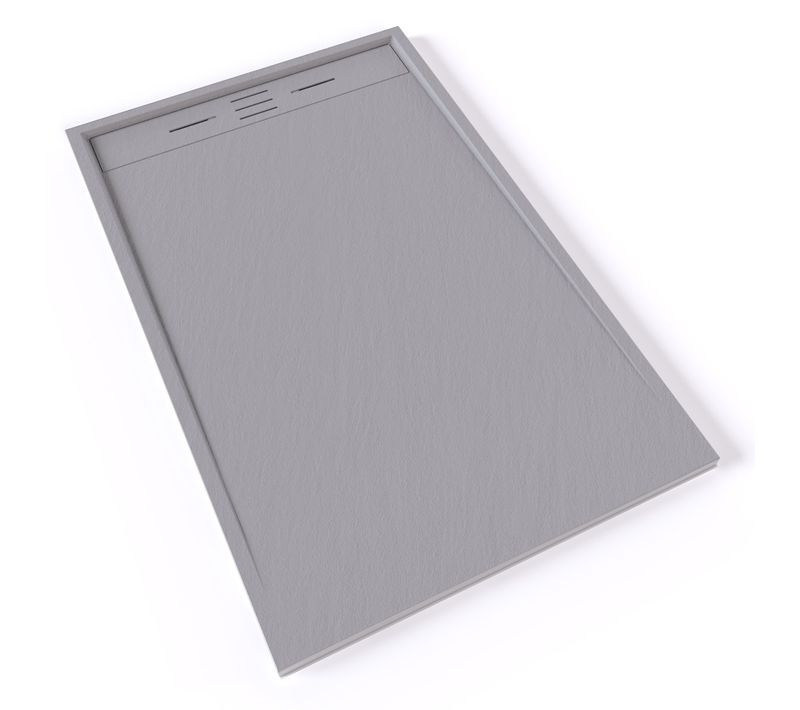 Receveur De Douche Hiemal 90 X 140 Cm Résine Gris Aspect Ardoise + Bonde Incluse