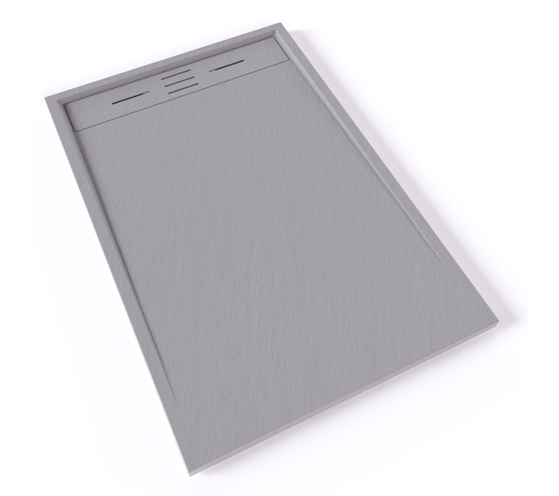 Receveur De Douche Hiemal 80 X 120 Cm Résine Gris Aspect Ardoise + Bonde Incluse