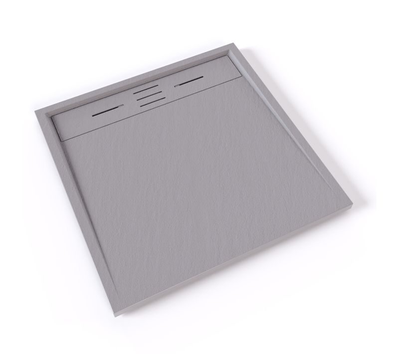 Receveur De Douche Hiemal 80 X 80 Cm Résine Gris Aspect Ardoise + Bonde Incluse
