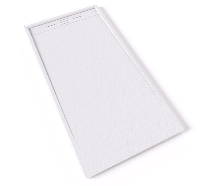 Receveur De Douche Hiemal 90 X 180 Cm Résine Blanc Aspect Ardoise + Bonde Incluse