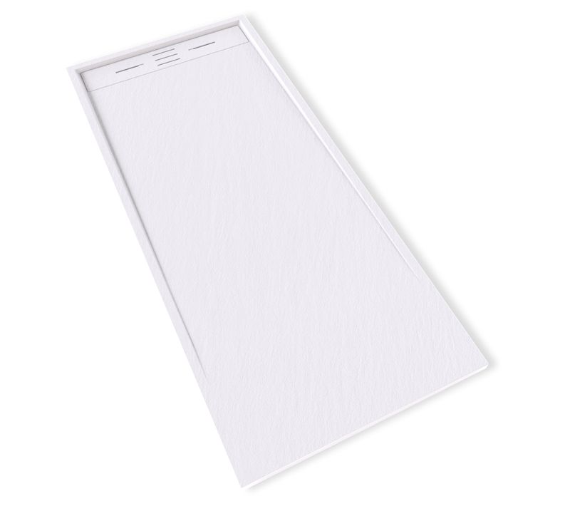 Receveur De Douche Hiemal 80 X 180 Cm Résine Blanc Aspect Ardoise + Bonde Incluse