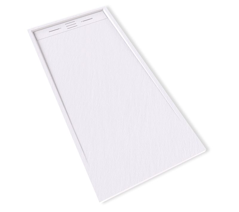 Receveur De Douche Hiemal 80 X 170 Cm Résine Blanc Aspect Ardoise + Bonde Incluse