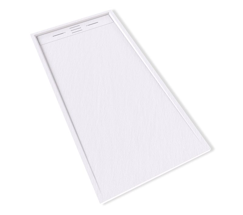 Receveur De Douche Hiemal 80 X 160 Cm Résine Blanc Aspect Ardoise + Bonde Incluse