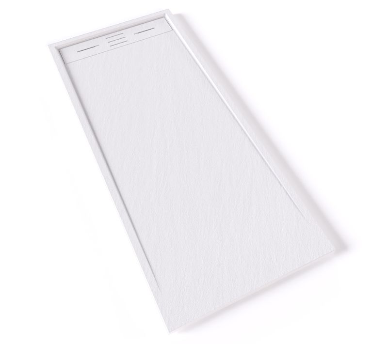 Receveur De Douche Hiemal 70 X 160 Cm Résine Blanc Aspect Ardoise + Bonde Incluse
