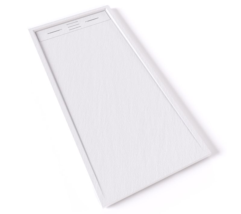 Receveur De Douche Hiemal 70 X 150 Cm Résine Blanc Aspect Ardoise + Bonde Incluse