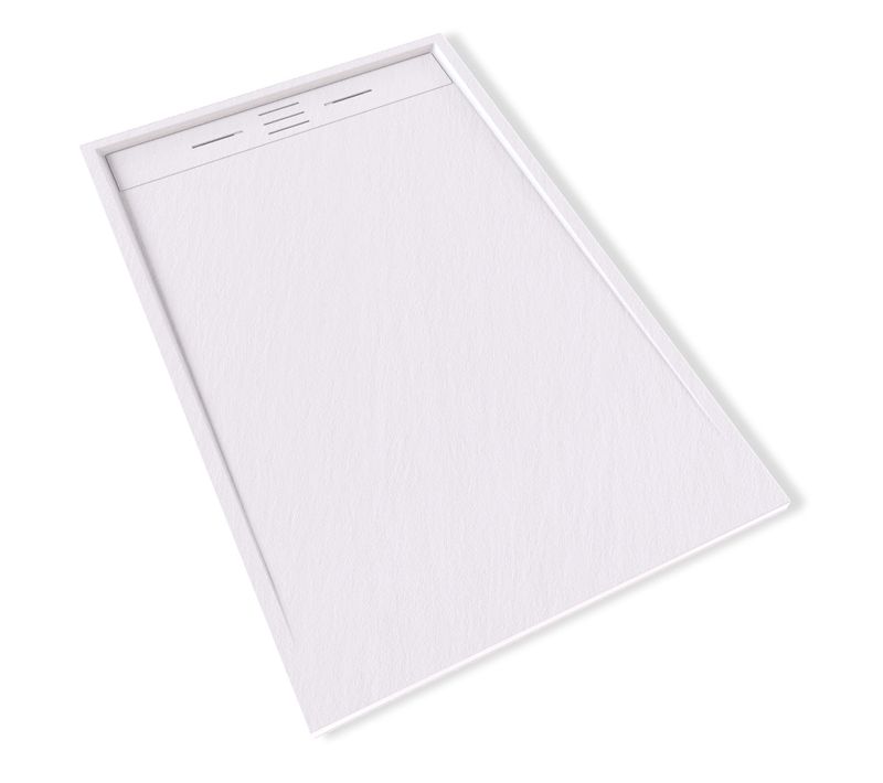 Receveur De Douche Hiemal 90 X 140 Cm Résine Blanc Aspect Ardoise + Bonde Incluse