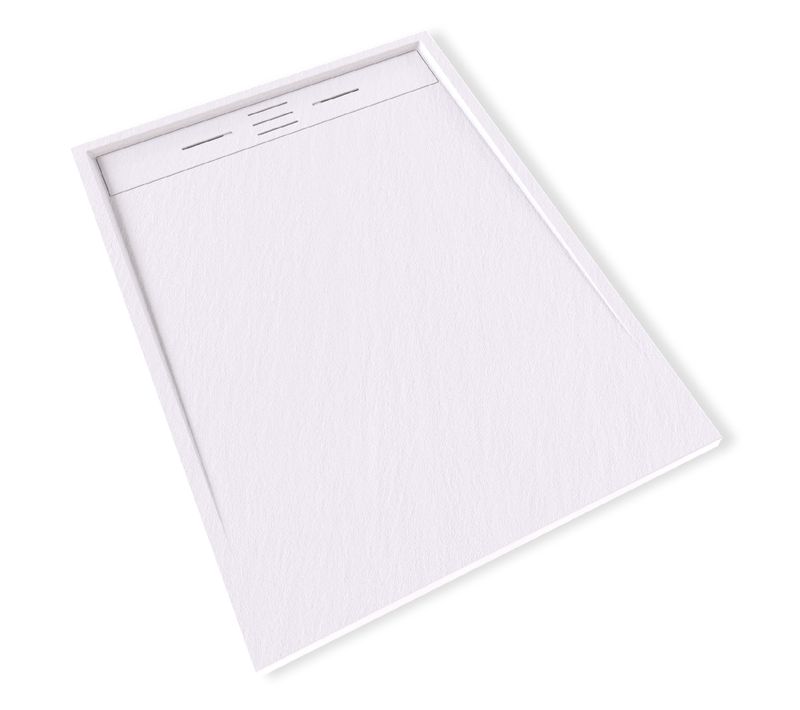 Receveur De Douche Hiemal 90 X 120 Cm Résine Blanc Aspect Ardoise + Bonde Incluse