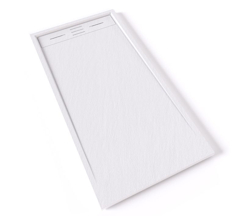 Receveur De Douche Hiemal 70 X 140 Cm Résine Blanc Aspect Ardoise + Bonde Incluse