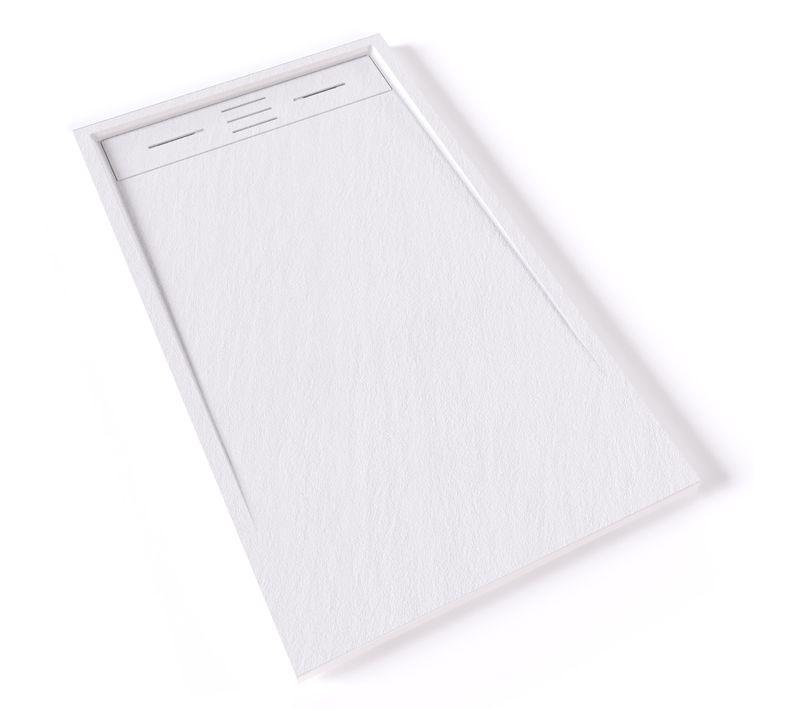 Receveur De Douche Hiemal 70 X 120 Cm Résine Blanc Aspect Ardoise + Bonde Incluse