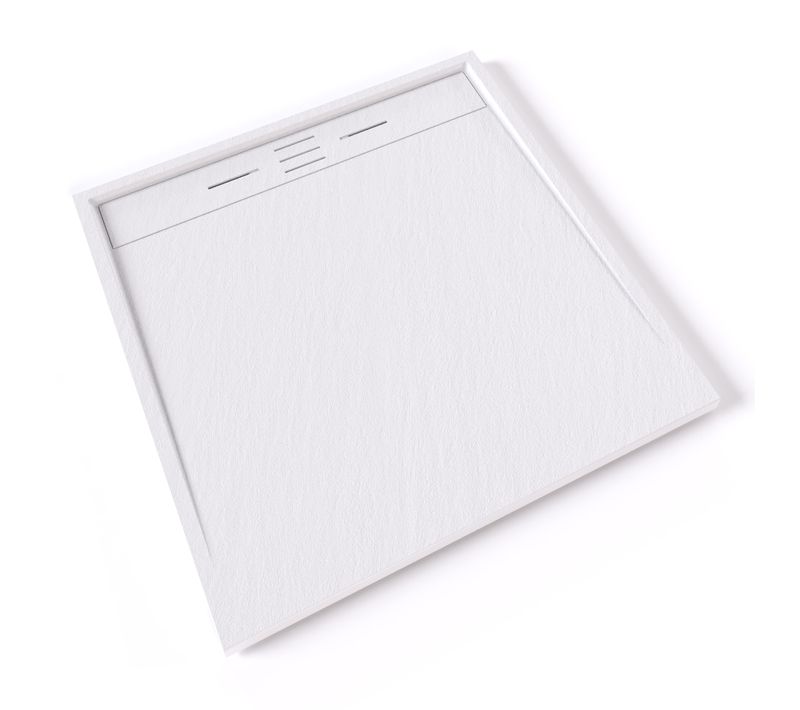 Receveur De Douche Hiemal 100 X 100 Cm Résine Blanc Aspect Ardoise + Bonde Incluse