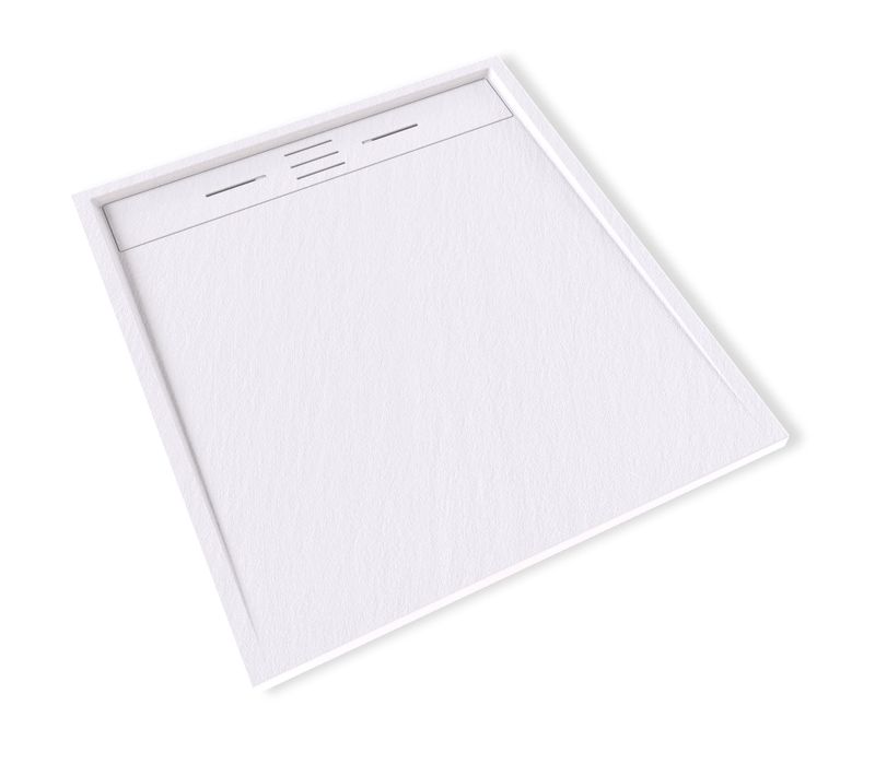 Receveur De Douche Hiemal 90 X 100 Cm Résine Blanc Aspect Ardoise + Bonde Incluse
