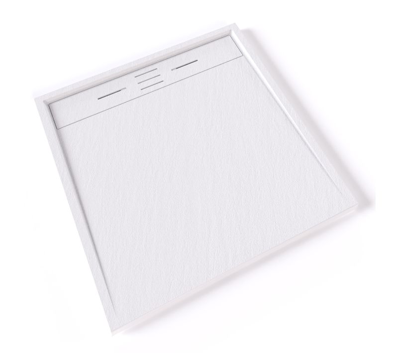 Receveur De Douche Hiemal 90 X 90 Cm Résine Blanc Aspect Ardoise + Bonde Incluse