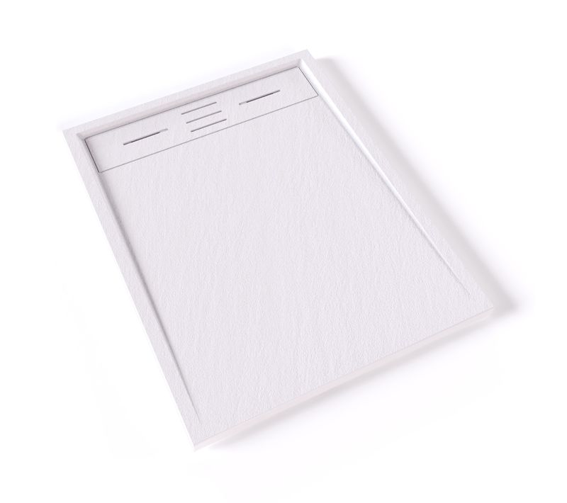 Receveur De Douche Hiemal 70 X 90 Cm Résine Blanc Aspect Ardoise + Bonde Incluse