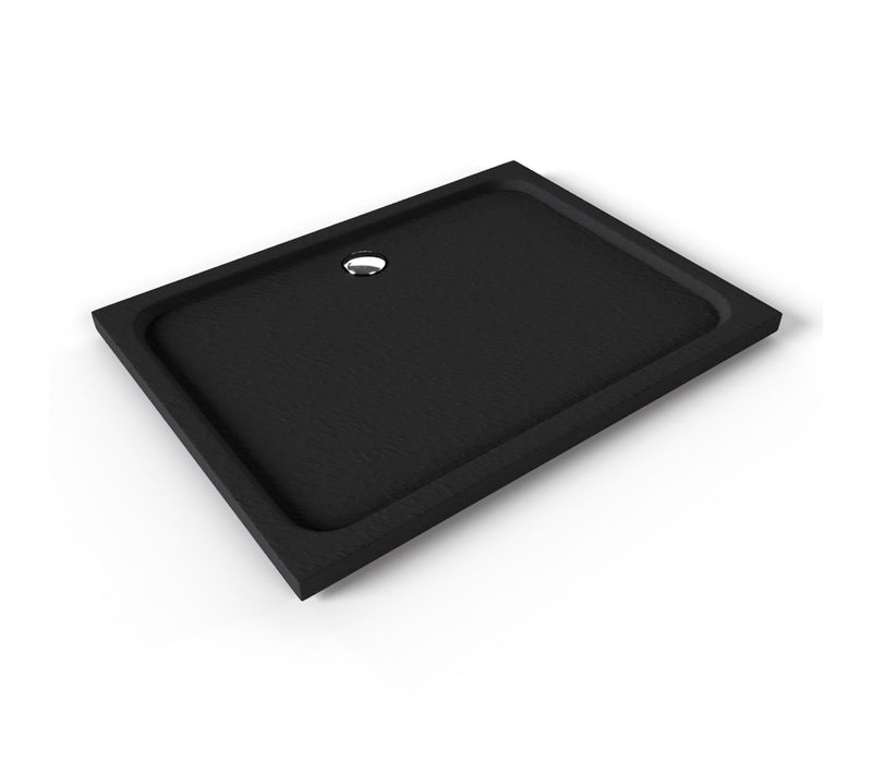 Receveur De Douche Shimmer Stone 90 X 120 Cm Acrylique Noir Effet Pierre + Bonde Et Siphon Inclus