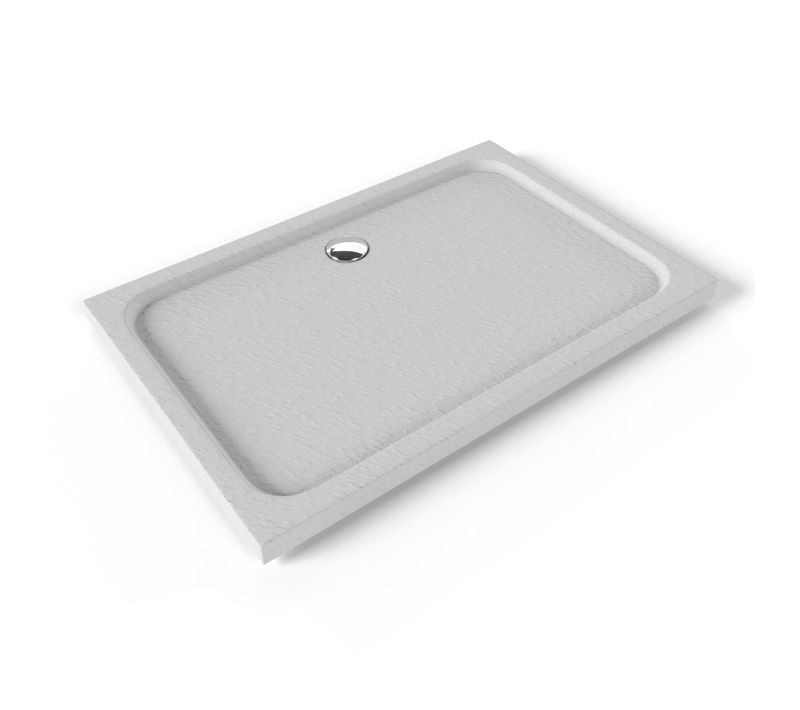 Receveur De Douche Shimmer Stone 80 X 120 Cm Acrylique Blanc Effet Pierre + Bonde Et Siphon Inclus