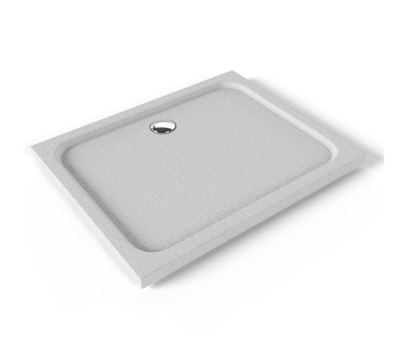 Receveur De Douche Shimmer Stone 80 X 100 Cm Acrylique Blanc Effet Pierre + Bonde Et Siphon Inclus