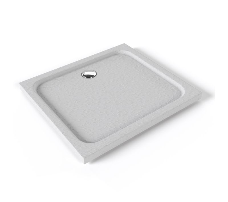Receveur De Douche Shimmer Stone 80 X 90 Cm Acrylique Blanc Effet Pierre + Bonde Et Siphon Inclus