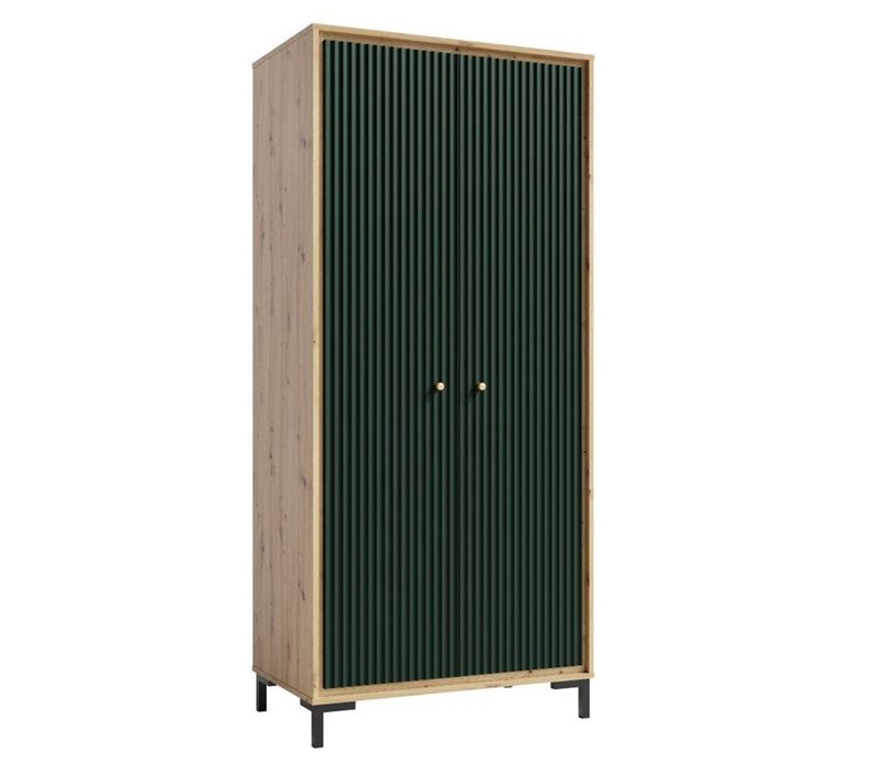 Parii Armoire Penderie 2 Portes 89x196 Cm En Bois Design Contemporain Vert Bouteille