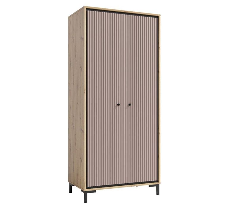 Parii Armoire Penderie 2 Portes 89x196 Cm En Bois Design Contemporain Rose Antique