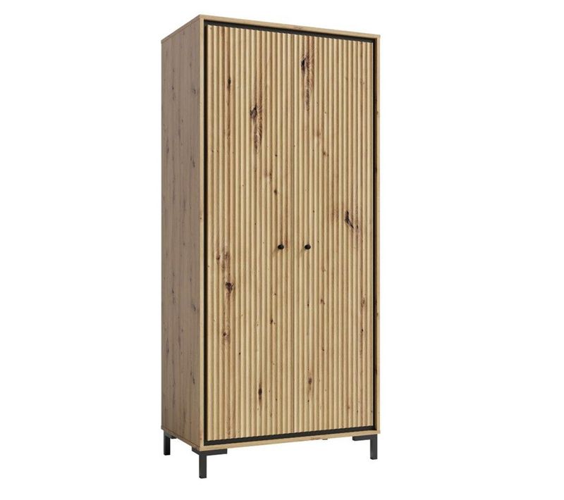 Parii Armoire Penderie 2 Portes 89x196 Cm En Bois Design Contemporain Bois Naturel
