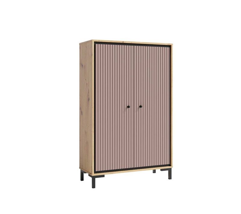 Parii Armoire 2 Portes 3 étages 89x140 Cm En Bois Design Contemporain Rose Antique
