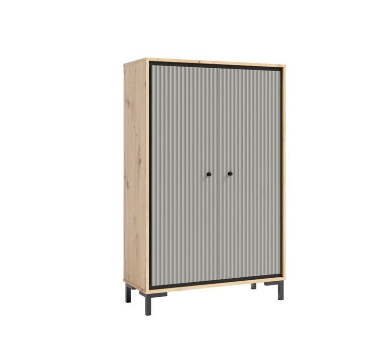 Parii Armoire 2 Portes 3 étages 89x140 Cm En Bois Design Contemporain Gris Congo