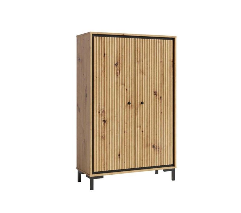 Parii Armoire 2 Portes 3 étages 89x140 Cm En Bois Design Contemporain Bois Naturel