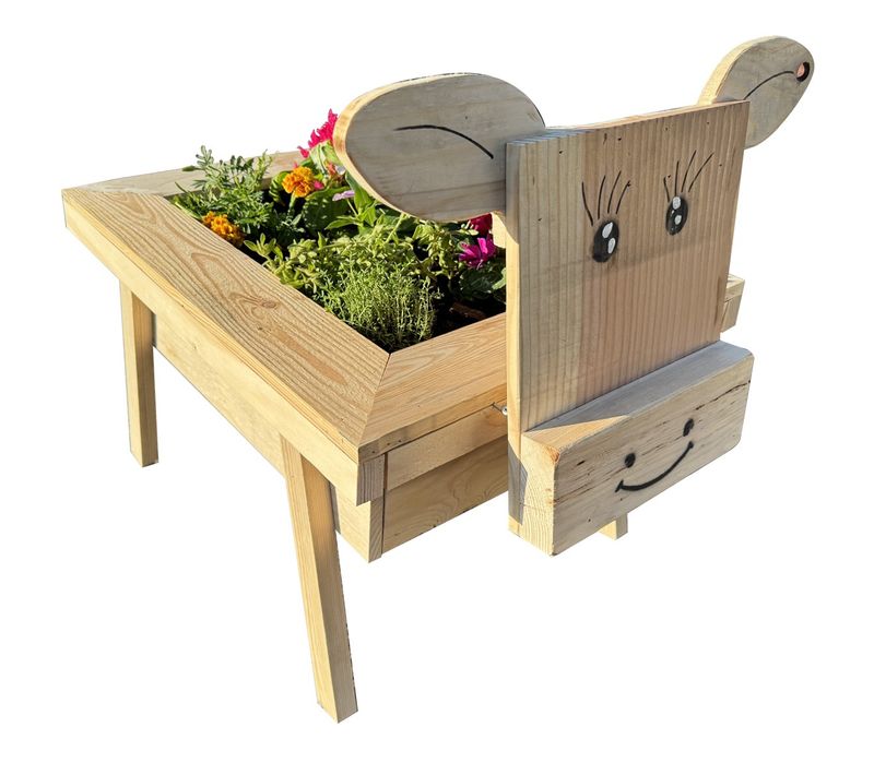 Jardinière En Bois Diy à Assembler Avec Bac Plastique De 20l - Vache