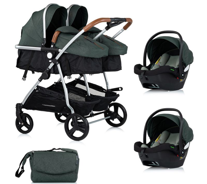 Duo Smart Poussette Jumeaux L 79 Cm Vert + 2 Cosy I-size Vert