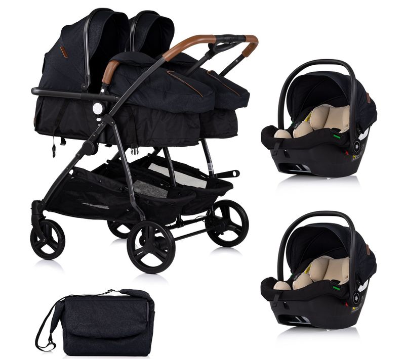 Duo Smart Poussette Jumeaux Ou Enfants Rapprochés Largeur 79 Cm Noir + 2 Cosy I-size Noir